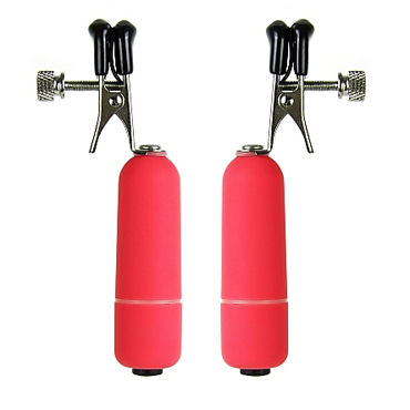 Ouch! Vibrating Nipple Clamps, красные