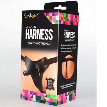 Kanikule Leather Strap-on Harness Anatomic Thong, черные