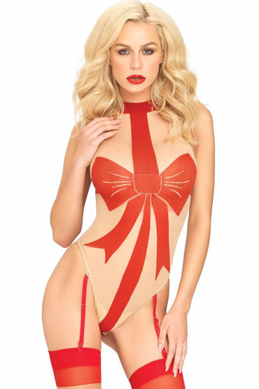 Leg Avenue Bow Garter Teddy, телесный