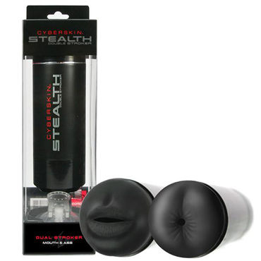 Topco CyberSkin Stealth Double Stroker Mouth & Ass, черный