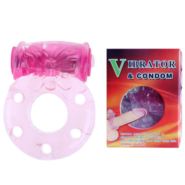 Baile Vibrator&Condom с бабочкой, розовое