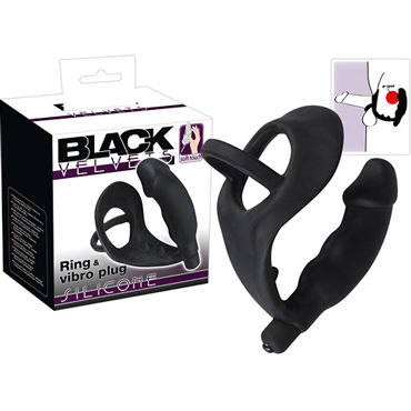 Orion Black Velvets Cock Ring with Vibration, черное