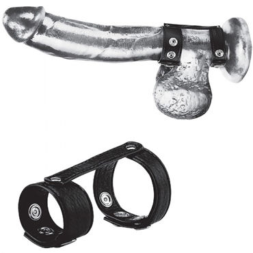 Blue Line Duo Snap Cock and Ball Ring, черное