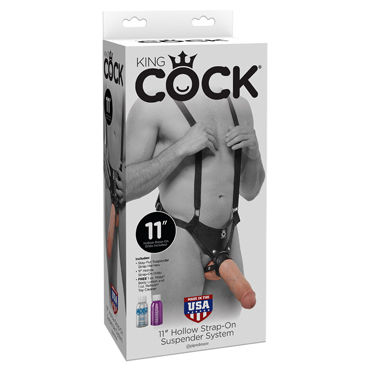 Pipedream King Cock Hollow Strap On Suspender System 11", телесный