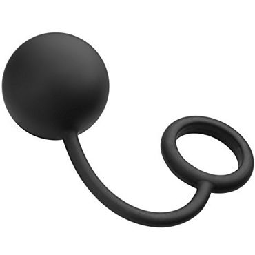 Tom of Finland Silicone Cock Ring With Heavy Anal Ball, черный