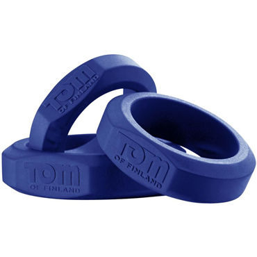 Tom of Finland 3 Piece Silicone Cock Ring Set, синий