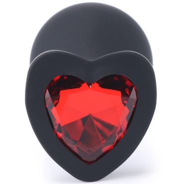 Play Secrets Silicone Butt Plug Heart Shape Medium, черный/красный