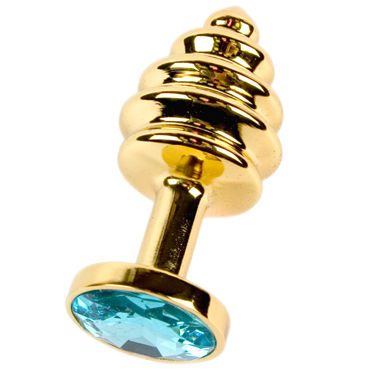 Anal Jewelry Plug Small Gold, светло-голубой