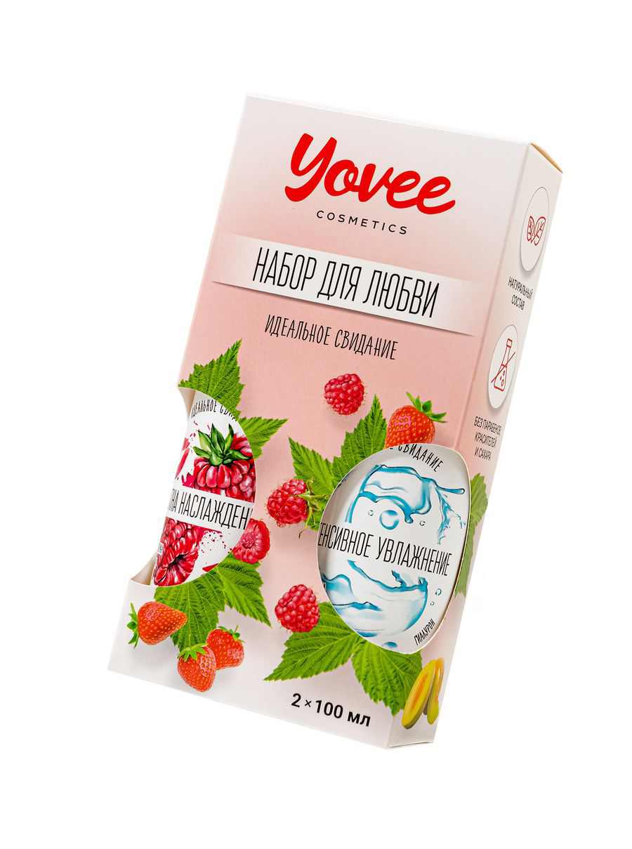 Набор гелей-смазок Yovee для любви (721001+721051), вкусовой (малина) + увл (гиалурон), 2х100мл