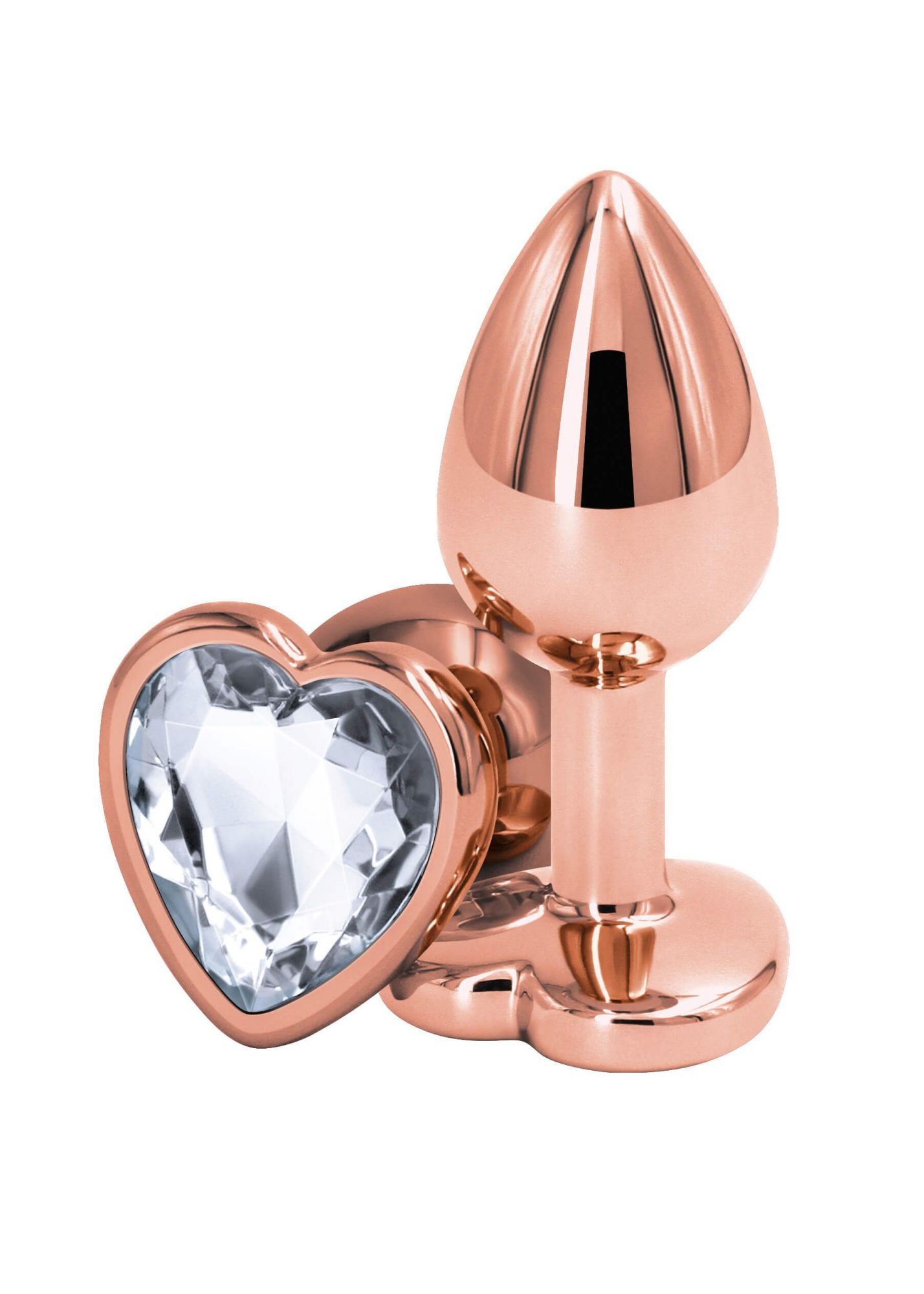 Анальная пробка с кристаллом Rose Gold Heart S Clear