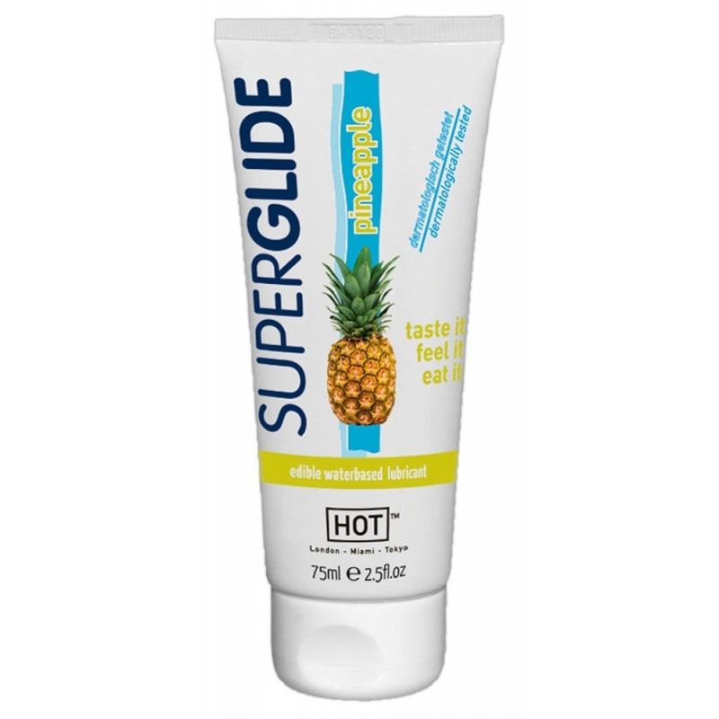 Съедобная смазка на водной основе HOT Superglide для орального секса со вкусом ананаса, 75 мл