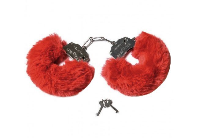 Наручники декоративные Le Frivole Be mine, с красным мехом