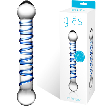 Glas 6,5" Spiral Dildo, прозрачно-синий
