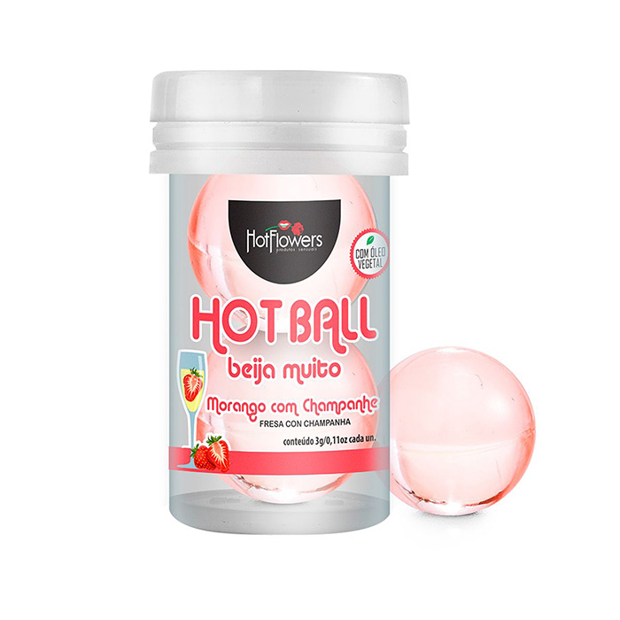 Лубрикант AROMATIC HOT BALL на масляной основе в виде двух шариков, клубника и шампанское