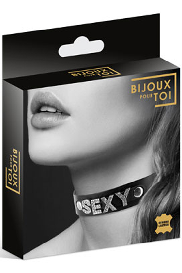 Bijoux Pour Toi Collier Strass Sexy Cuir Bovin, черный