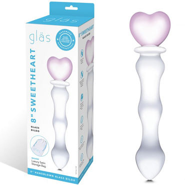 Glas Dildo 8" SweetHeart, прозрачно-розовый