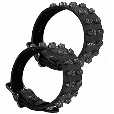 Ouch! Skulls and Bones Ankle Cuffs with Skulls, черные