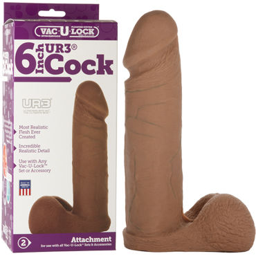 Doc Johnson Vac-U-Lock Cock 15 см, коричневый