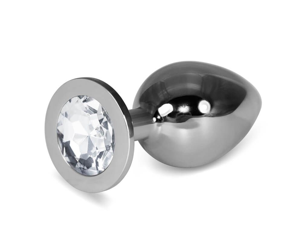 Анальная пробка Lovetoy Rosebud Classic L, с прозрачным камнем