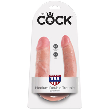 Pipedream King Cock U-Shaped Medium Double Trouble, телесный