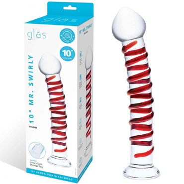 Glas 10" Mr. Swirly Dildo, прозрачный