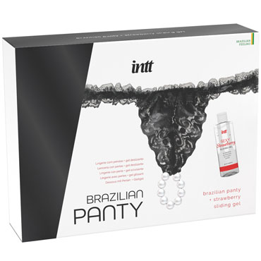 Intt Brazilian Panty + Strawberry Sliding Gel, черный