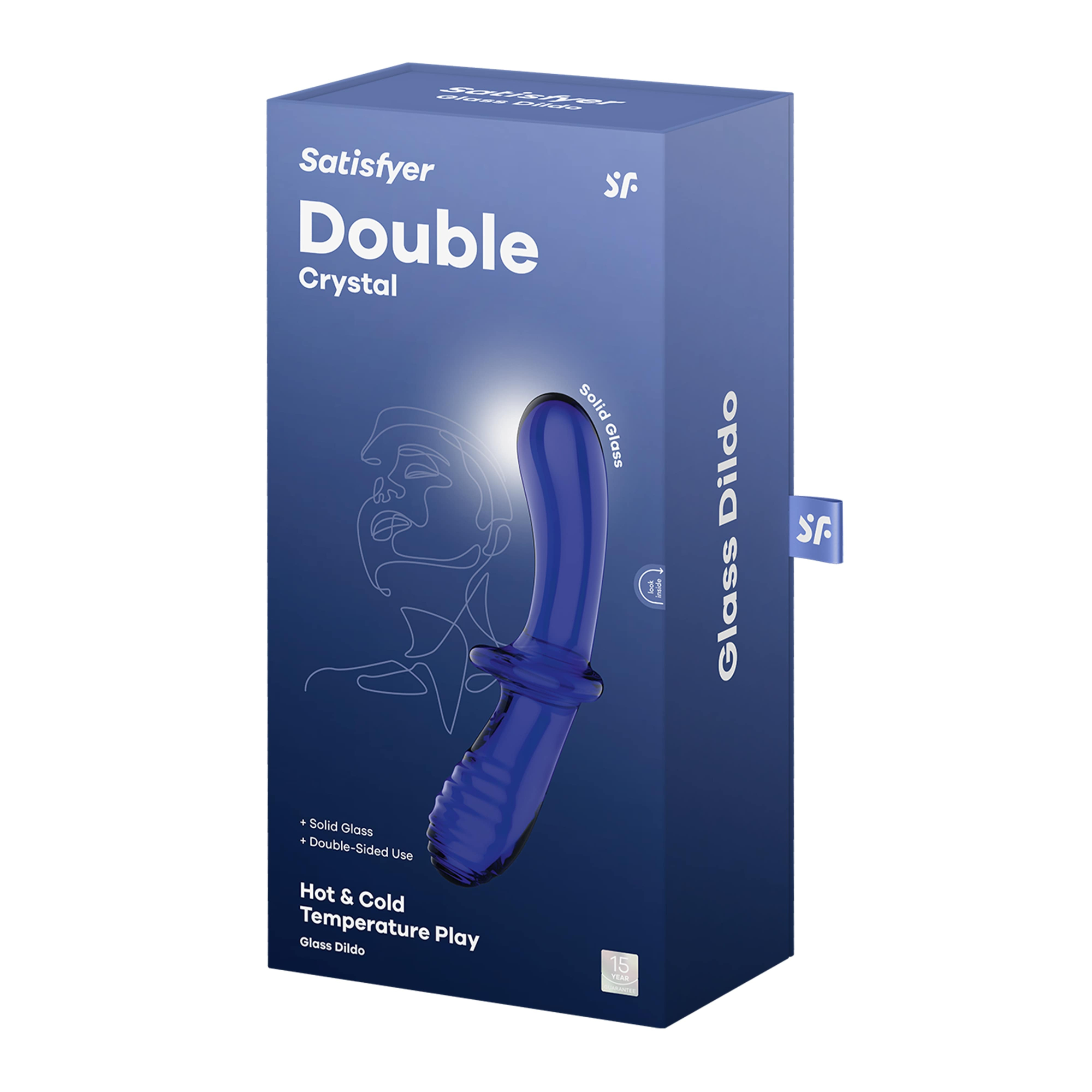 Стеклянный двухсторонний стимулятор Double Crystal (голубой)