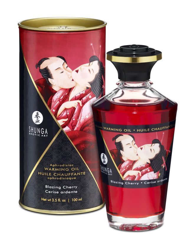Массажное масло разогревающее Shunga Пылающая вишня, 100 мл