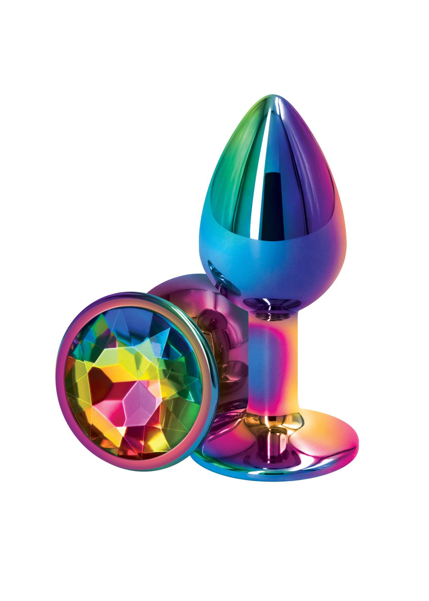 Анальная пробка с кристаллом Multicolor S Rainbow