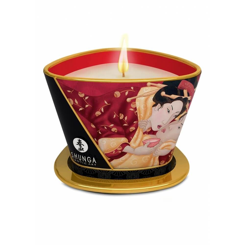 Массажная свеча клубника Shunga Sparkling Strawberry Wine, 170 мл