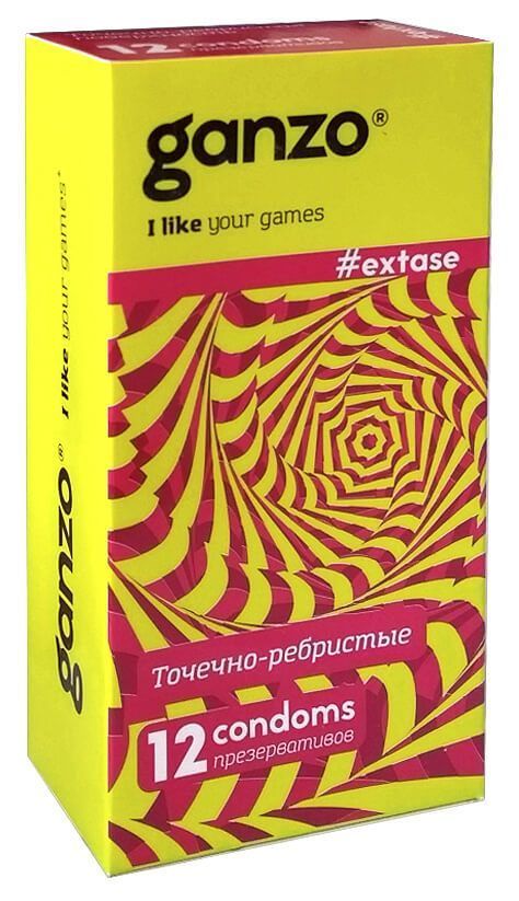 Презервативы точечно-ребристые Ganzo Extase, 12 шт