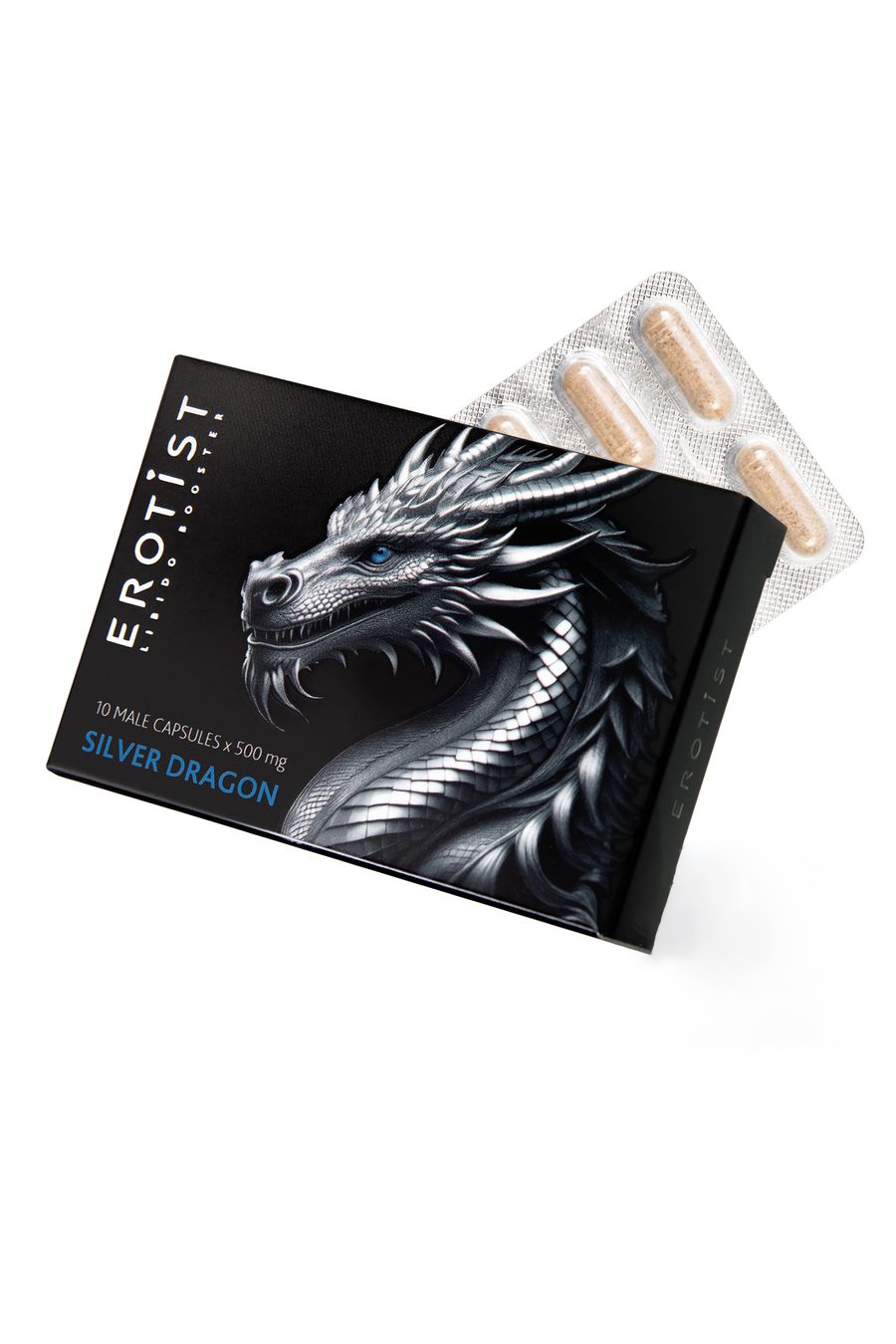 Капсулы Erotist SILVER DRAGON, для мужчин, для усиления эрекции, 10 капсул
