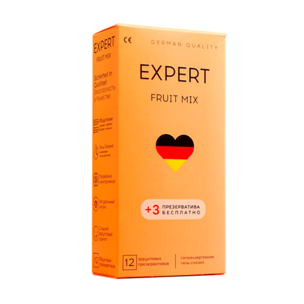 Презервативы EXPERT FRUIT MIX №12 + 3 шт бесплатно, фруктовые