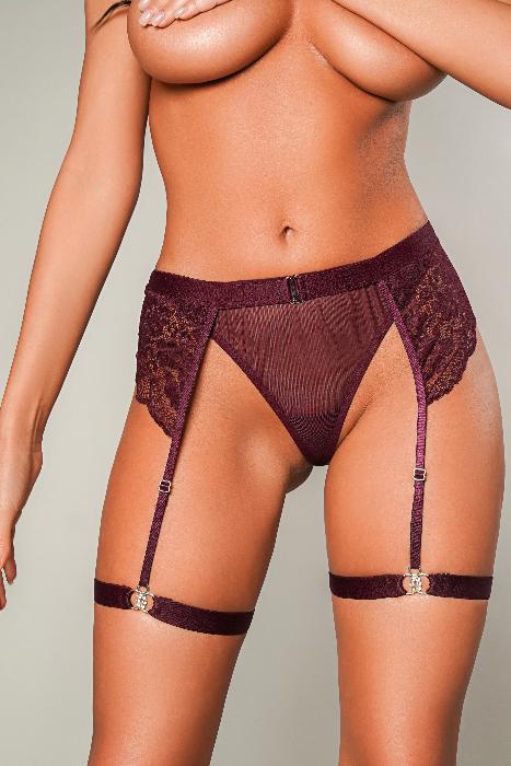 Женские трусики с поясом и гартерами Plum S/M