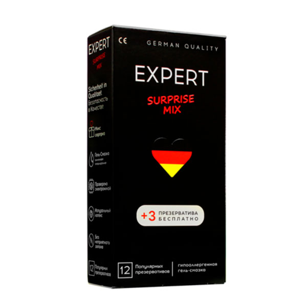 Презервативы EXPERT SURPRISE MIX №12+3 шт бесплатно, микс