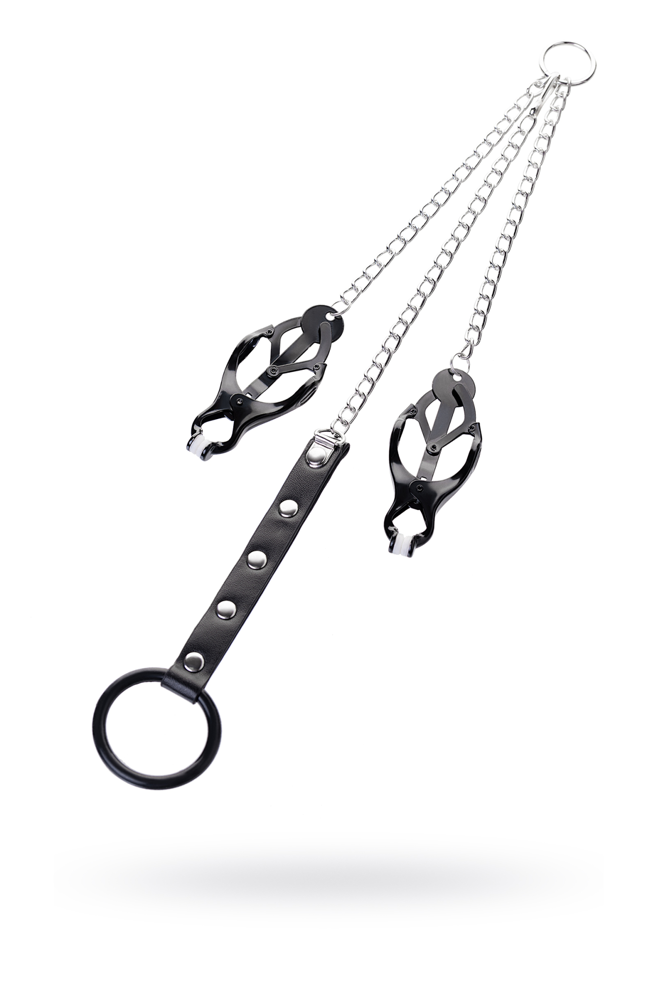 Зажимы для сосков с кольцом для пениса TOYFA Metal, черные