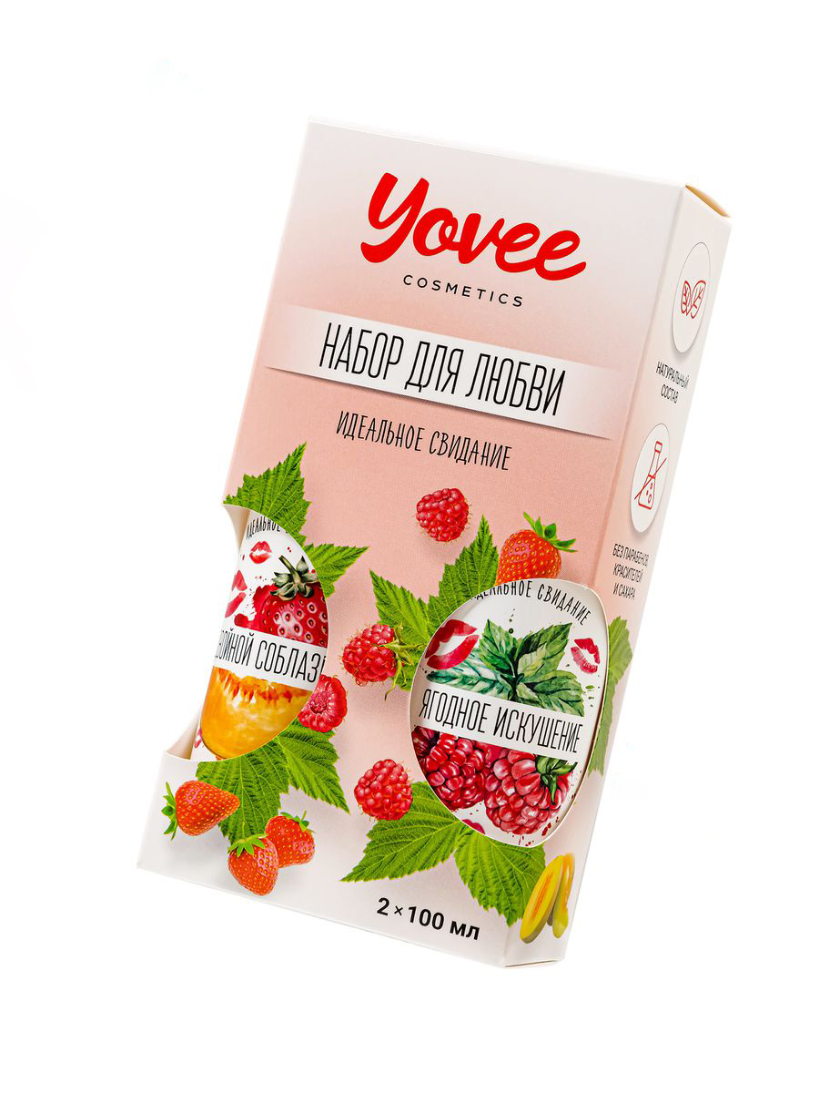 Набор гелей-смазок Yovee для любви (721007+721009), вкусовые (клубника/дыня+малина/мята), 2х100 мл